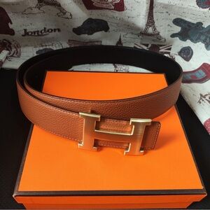 Hermès Signature "H" Buckle Gold Epsom Leather Belt